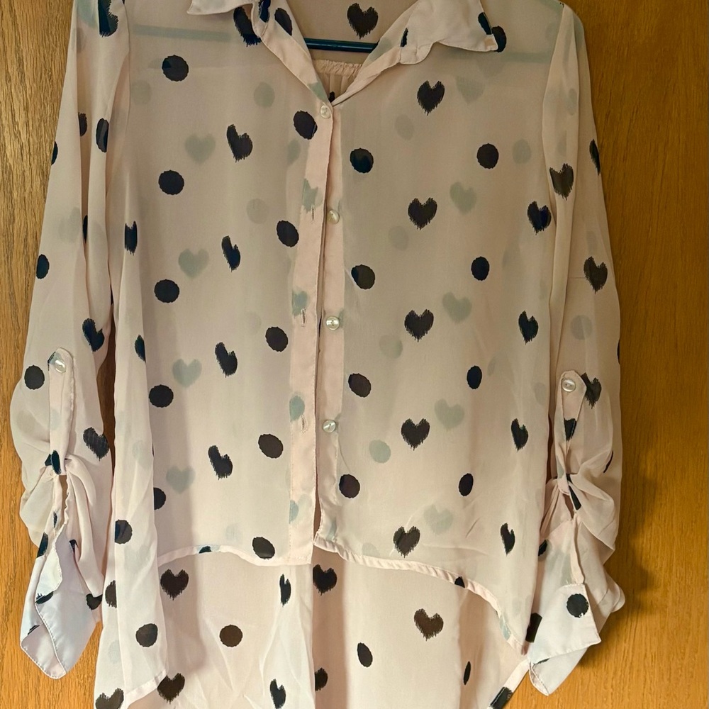 Pink Sheer Polka Dot Blouse